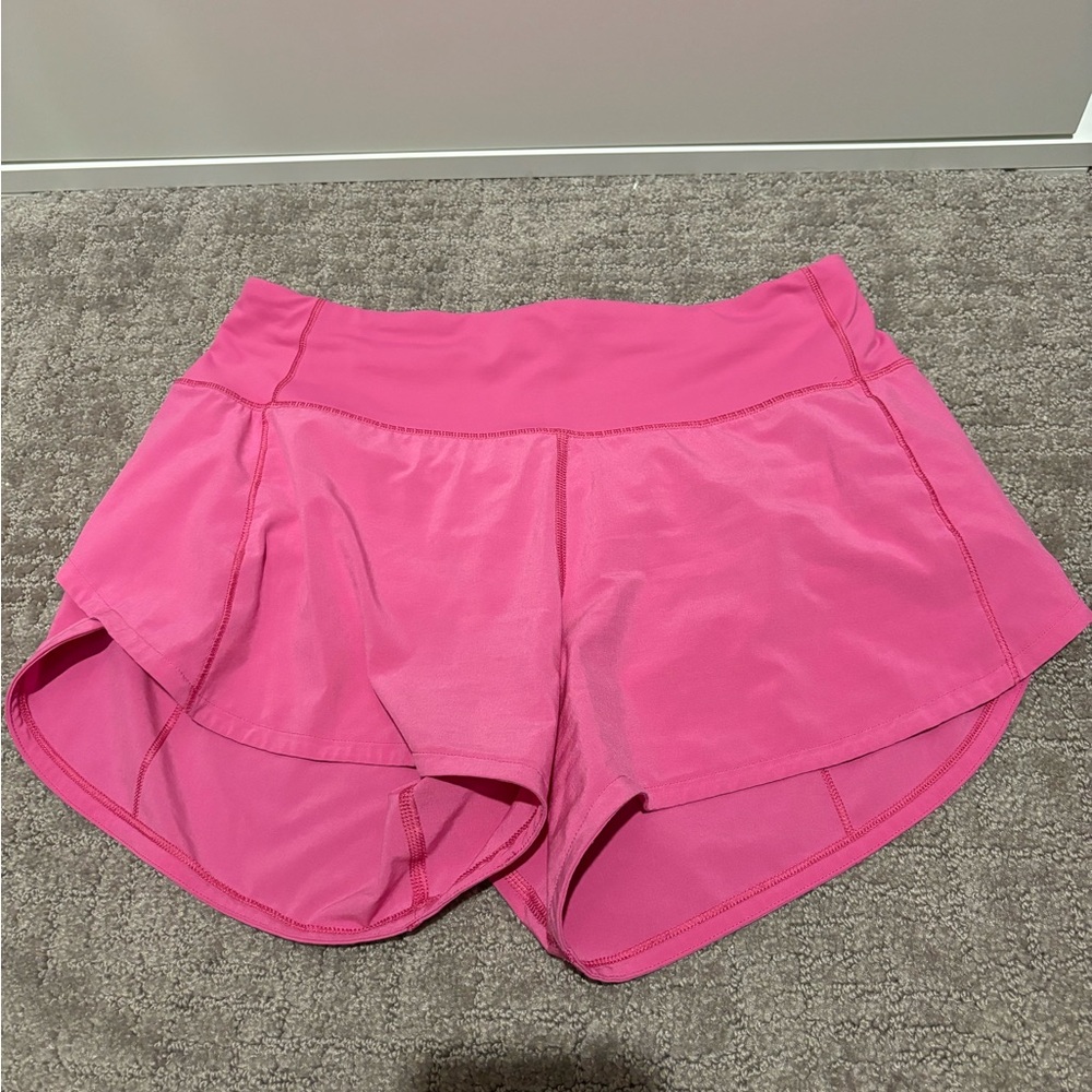 Lululemon speed run high rise pink running shorts